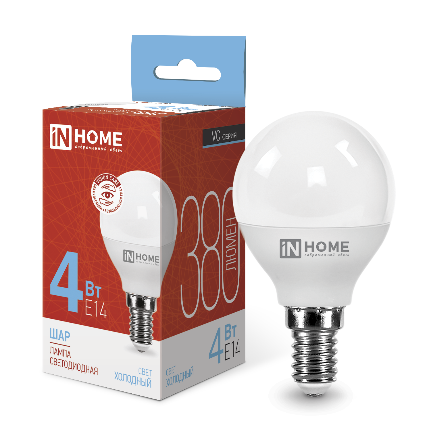 Лампа светодиодная LED-ШАР-VC 4Вт 230В Е14 6500К 380Лм IN HOME во Владивостоке