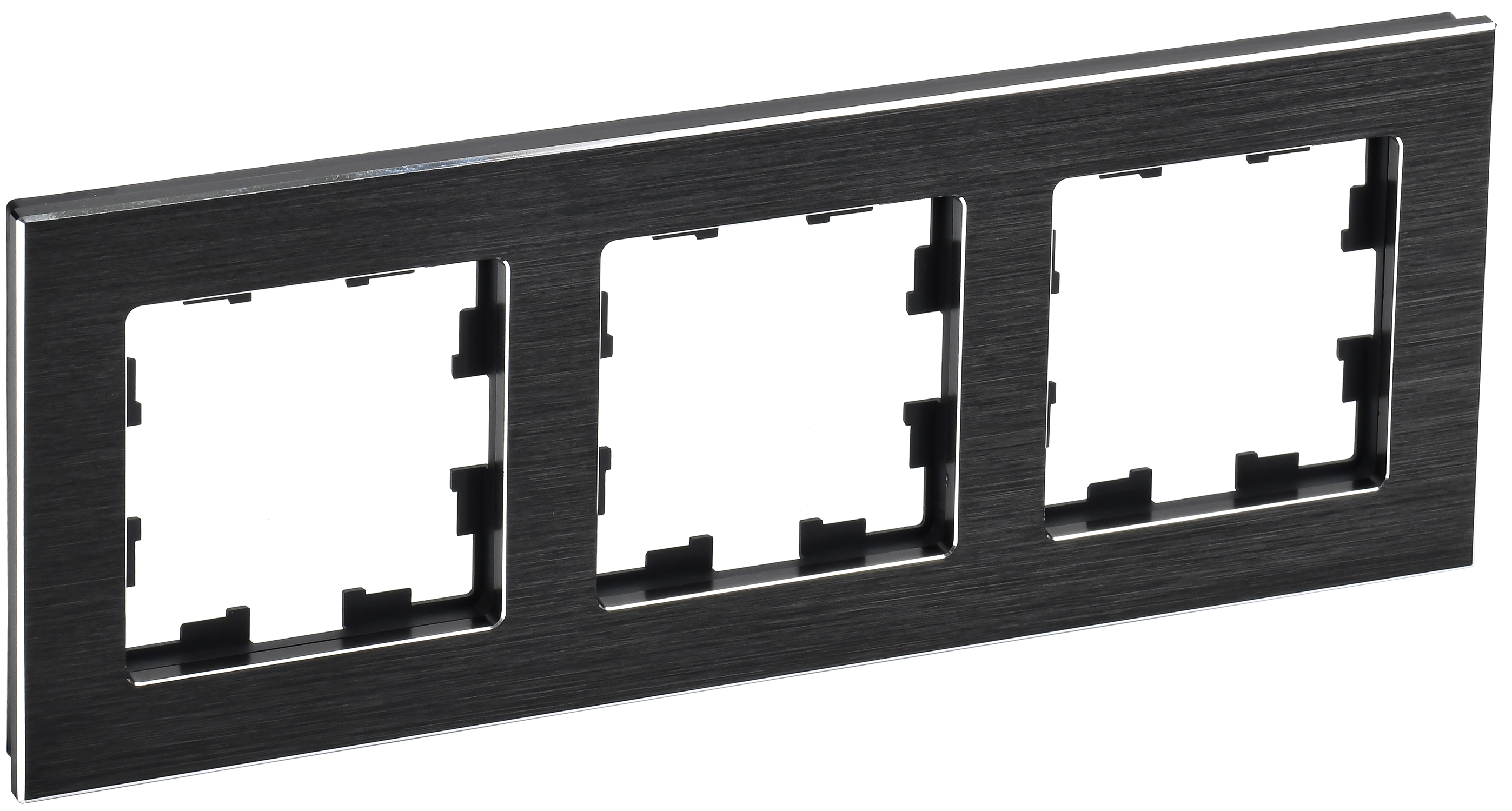 Рамка тройная BRITE IEK металл черная  – купить розетки, рамки, выключатели оптом и в розницу  Рамка тройная BRITE IEK металл черная во Владивостоке