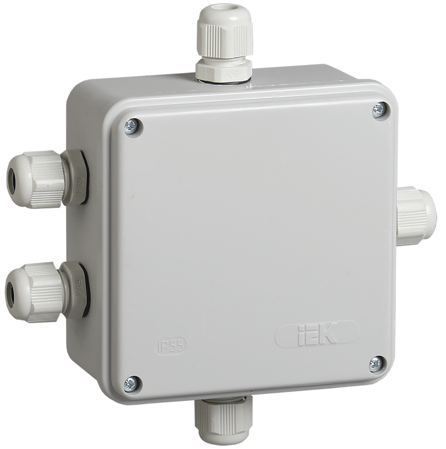 Коробка КМ41330 распаячная для о/п 100х100х50 мм IP55 (RAL7035, гермовводы PG9 5 шт) IEK во Владивостоке