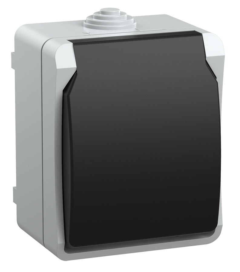 Розетка одинарная с заземлением со шторками с крышкой накладная ФОРС IP54 серая IEK во Владивостоке