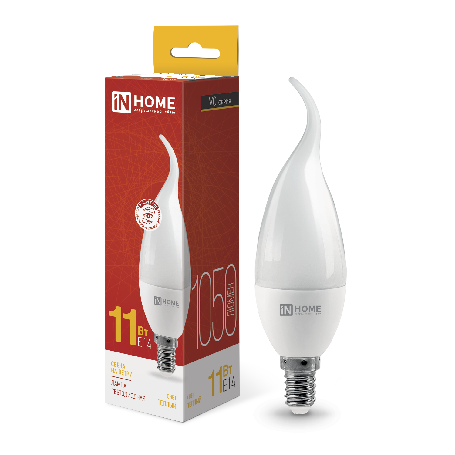 Лампа светодиодная LED-СВЕЧА НА ВЕТРУ-VC 11Вт 230В Е14 3000К 1050Лм IN HOME во Владивостоке