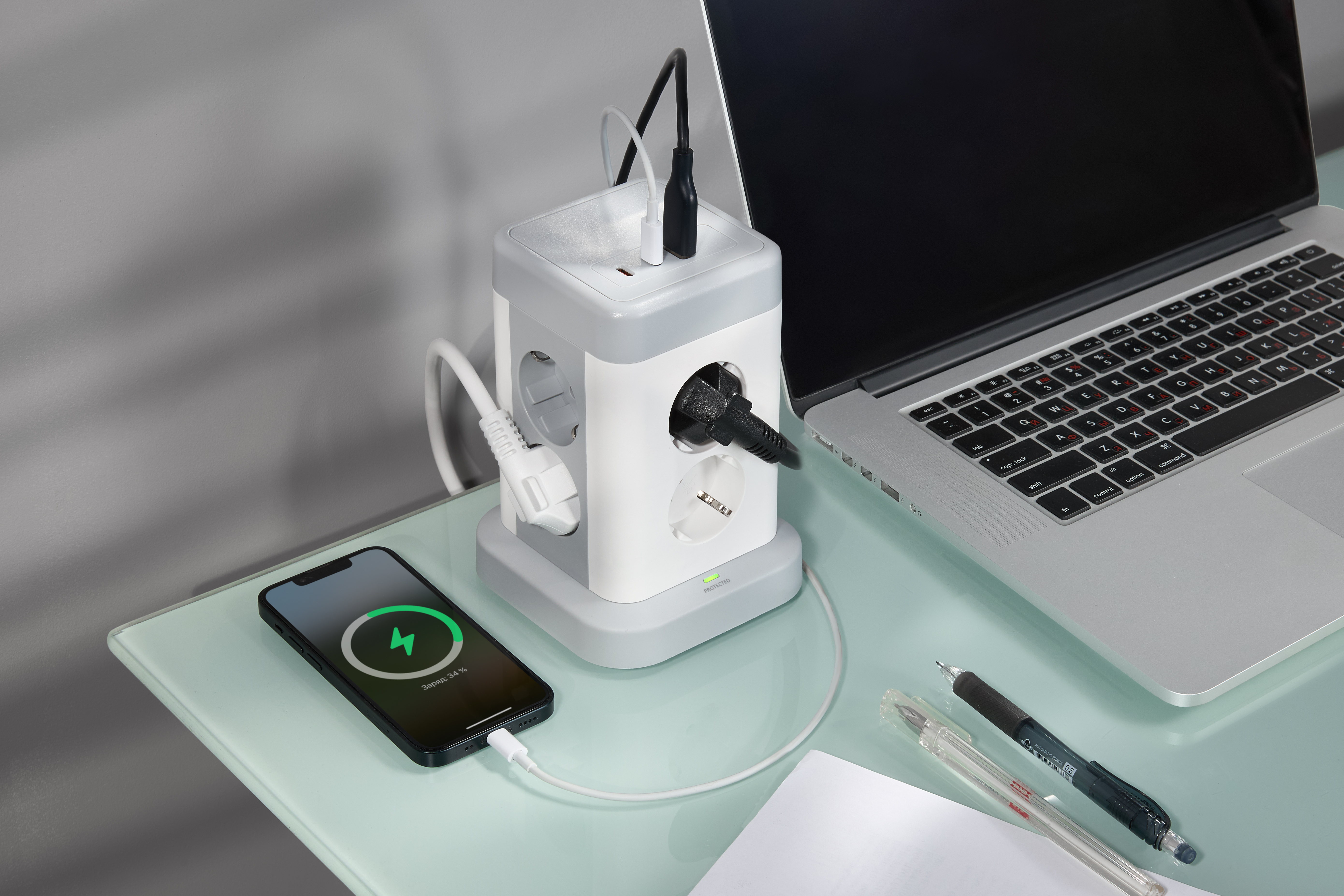 Удлинитель DOMINIC У08K 1,5м 3х1мм2 USB A+C 20Вт серый IEK во Владивостоке