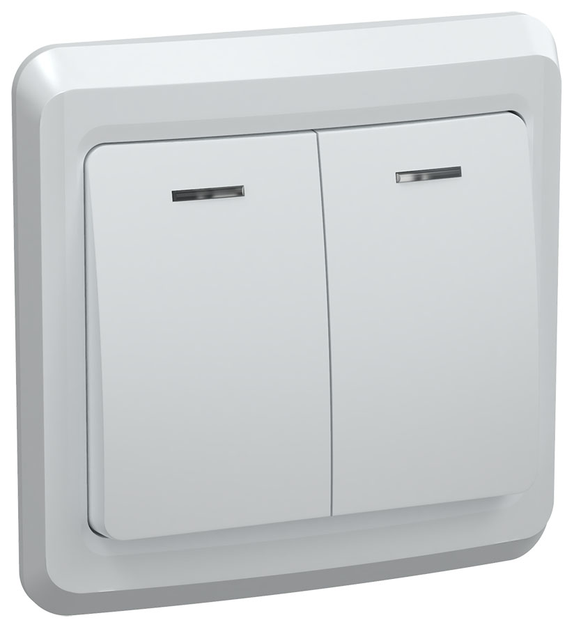 Выключатель двухклавишный с подсветкой ВС10-2-1-ВБ ВЕГА IEK белый во Владивостоке