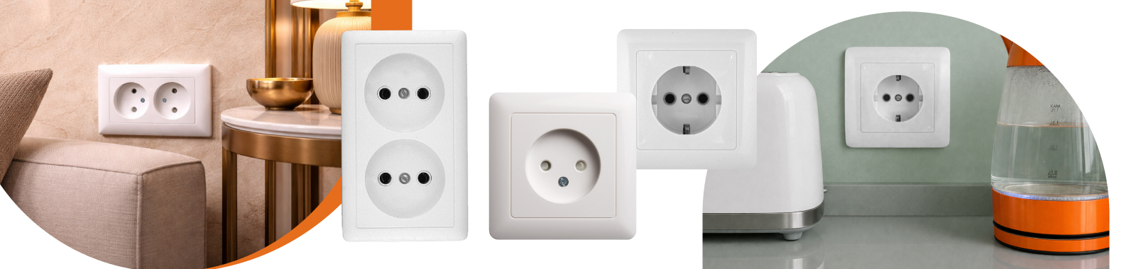 Розетки и выключатели ХИТ с заземлением  в интерьере