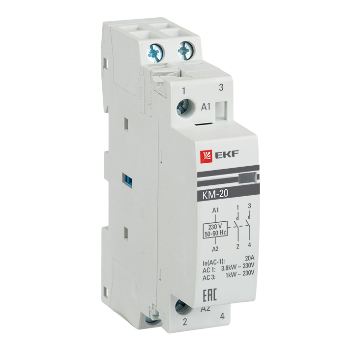 Контактор модульный EKF PROxima КМ 20А 2NО (1 модуль)  – купить силовое и модульное оптом и в розницу  Контактор модульный EKF PROxima КМ 20А 2NО (1 модуль) во Владивостоке