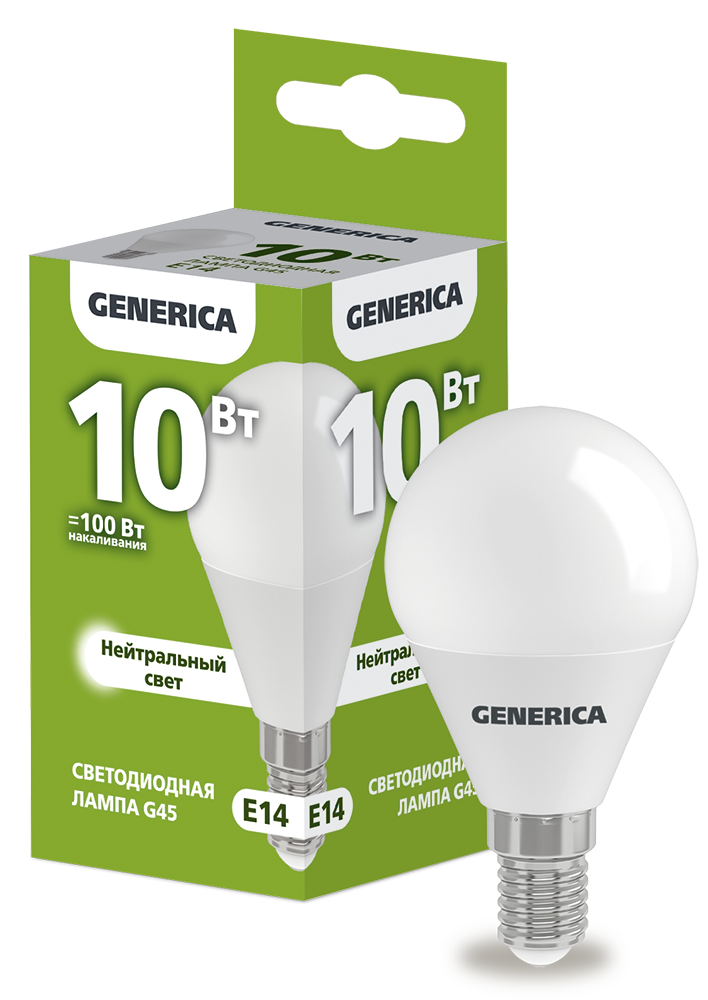Лампа LED G45 шар 10Вт 230В 4000К E14 GENERICA во Владивостоке