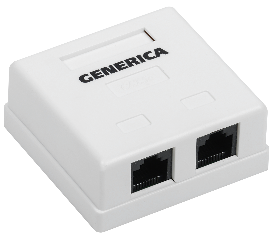 Розетка информационная настенная RJ45 категория 5Е UTP 2 порта GENERICA во Владивостоке