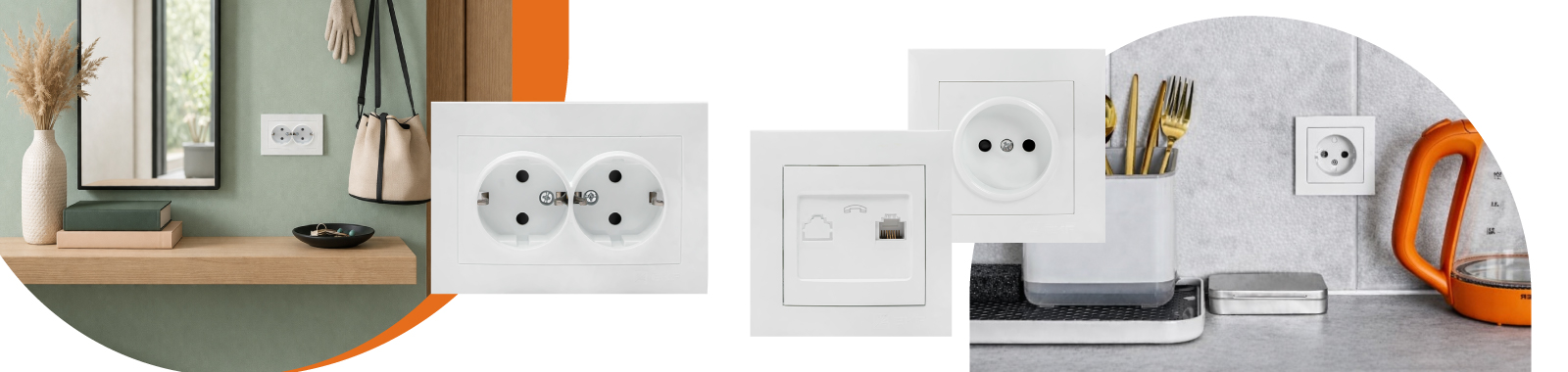 Розетки и рамки Валенсия EKF для скрытого монтажа в интерьере