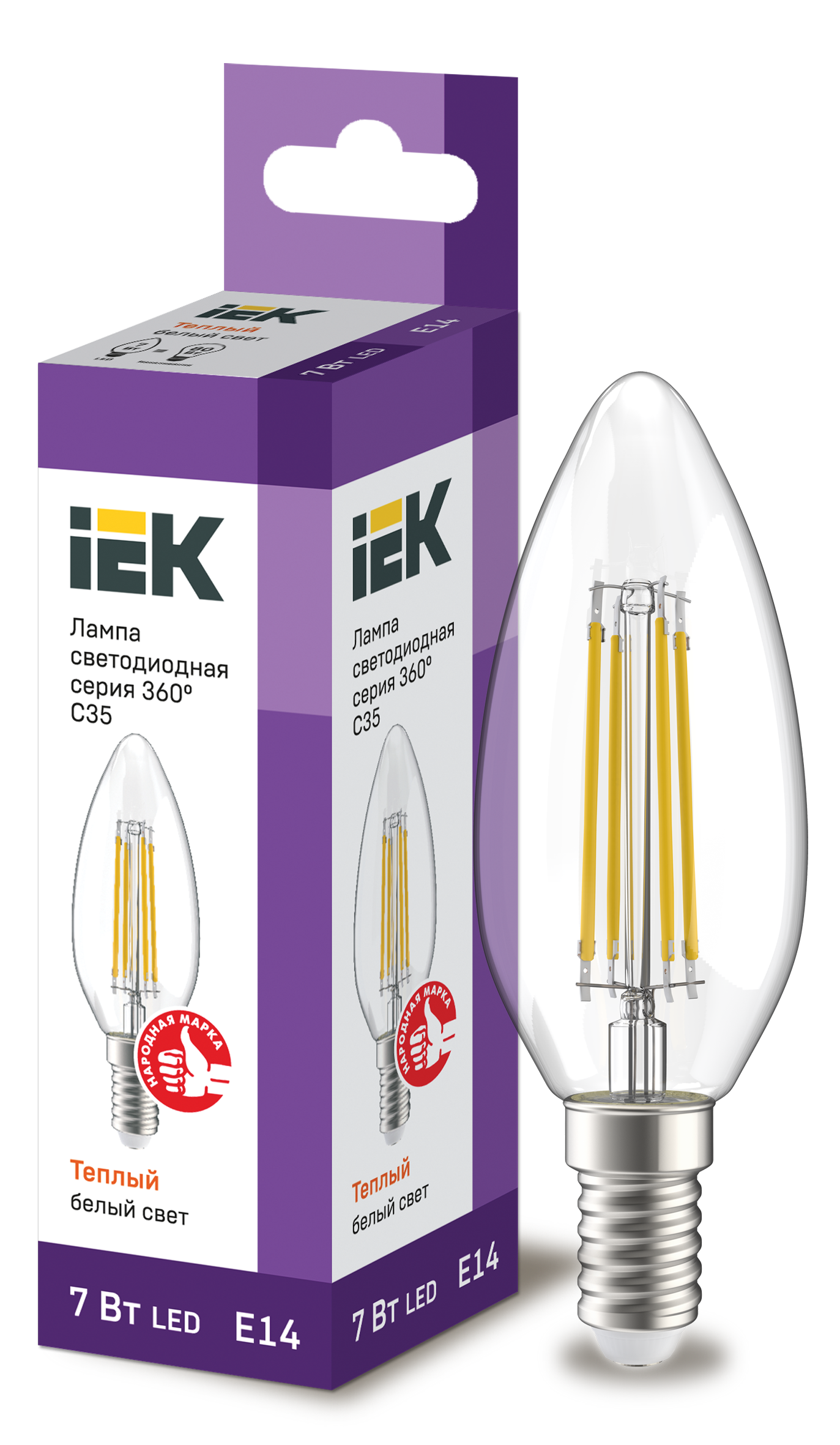 Лампа LED C35 свеча прозрачная 7Вт 230В 3000К E14 серия 360° IEK во Владивостоке