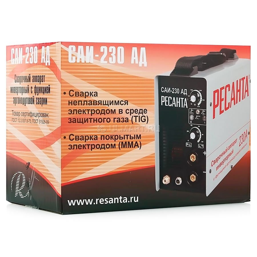 Сварочный аппарат инверторный САИ-230-АД (аргонодуговой) Ресанта  – купить  ручной и электроинструмент оптом и в розницу  Сварочный аппарат инверторный САИ-230-АД (аргонодуговой) Ресанта во Владивостоке