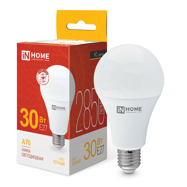 Лампа светодиодная LED-A70-VC 30Вт 230В Е27 3000К 2850Лм IN HOME во Владивостоке