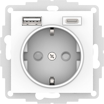 Розетка одинарная + USB A + тип-C AtlasDesign SE белая во Владивостоке