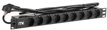 ITK PDU 9 розеток немецкий стандарт 1U шнур 2м вилка алюминевый профиль во Владивостоке