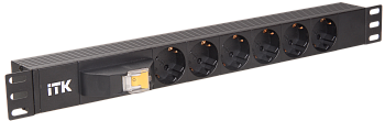 ITK PDU 6 розеток немецкий стандарт с автоматом 10А 1U вход С14 без кабеля черный во Владивостоке