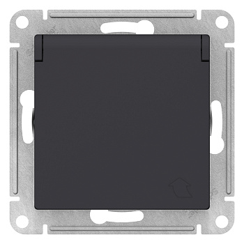 Розетка одинарная AtlasDesign SE с заземлением со шторками с крышкой карбон во Владивостоке