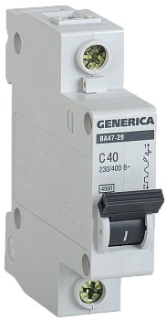 Автоматический выключатель ВА47-29 1P 40А 4,5кА характеристика С GENERICA во Владивостоке