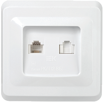РК/Т12-ВБ Розетка 2-ая компьютерная и телефонная RJ11/RJ45 ВЕГА белый IEK  – купить розетки, рамки, выключатели оптом и в розницу  РК/Т12-ВБ Розетка 2-ая компьютерная и телефонная RJ11/RJ45 ВЕГА белый IEK во Владивостоке