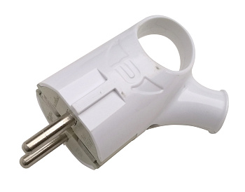 Вилка угловая с кольцом с заземлением 16А белая 4120 IN HOME во Владивостоке