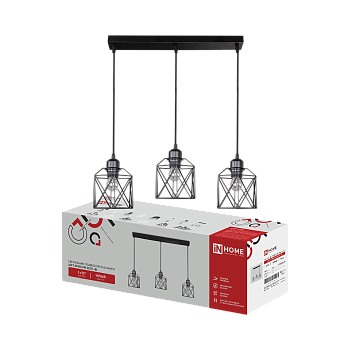 Светильник подвесной под лампу LOFT ATIKO-PN-3E27L-BL 3хЕ27 подвес 1м линейная база черный IN HOME во Владивостоке