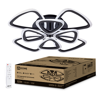 Светильник светодиодный ELEGANT SANSA-B 120Вт 230В 3000-6500K 8400Лм 650х650х130мм c пультом ДУ черный IN HOME во Владивостоке