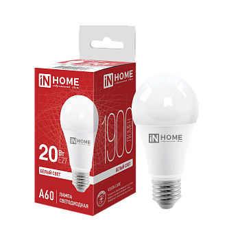 Лампа светодиодная LED-A60-VC 20Вт 230В Е27 4000К 1900Лм IN HOME  – купить лампы всех видов оптом и в розницу  Лампа светодиодная LED-A60-VC 20Вт 230В Е27 4000К 1900Лм IN HOME в Владивостоке