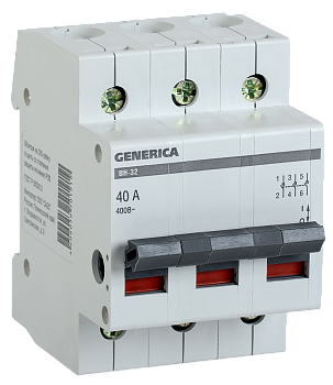 Выключатель нагрузки (мини-рубильник) ВН-32 3Р 40А GENERICA во Владивостоке