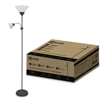 Светильник напольный под лампу ТНО 02-Е27+Е14Ч 230В белый плафон, черный корпус IN HOME во Владивостоке