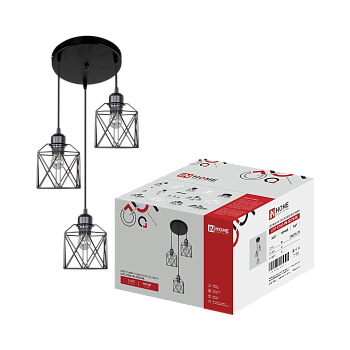 Светильник подвесной под лампу LOFT ATIKO-PN-3E27R-BL 3хЕ27 подвес 1м круглая база черный IN HOME во Владивостоке