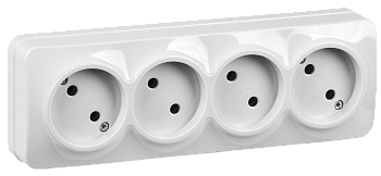 Розетка 4ая без з/к НАКЛАДНАЯ 10А GLORY белая РС24-2-ХБ IEK во Владивостоке