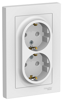 Розетка двойная AtlasDesign SE с з/к со шторками лотос в сборе во Владивостоке