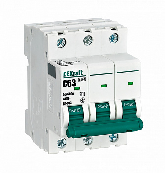 Автоматический выключатель DEKraft ВА-103 3Р 63А 6кА х-ка C во Владивостоке