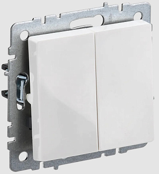 Выключатель двухклавишный 10А BRITE IEK белый во Владивостоке