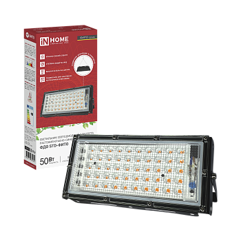 Прожектор светодиодный ФДО STD-ФИТО красно-синий спектр 50Вт IP65 черный IN HOME во Владивостоке