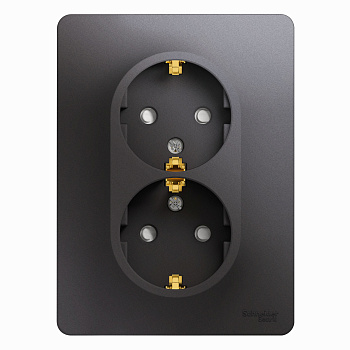 Розетка двойная Glossa SE с заземлением графит в сборе во Владивостоке