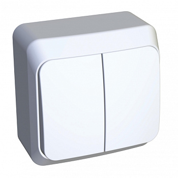 Выключатель двухклавишный ЭТЮД SE накладной с подсветкой белый  – купить розетки, рамки, выключатели оптом и в розницу  Выключатель двухклавишный ЭТЮД SE накладной с подсветкой белый во Владивостоке