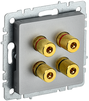 Аудиорозетка четырехместная BRITE IEK сталь  – купить розетки, рамки, выключатели оптом и в розницу  Аудиорозетка четырехместная BRITE IEK сталь во Владивостоке