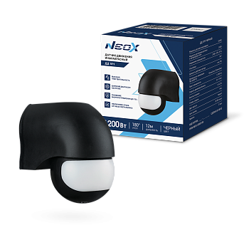 Датчик движения инфракрасный ДД 10Ч 1200Вт 180 гр. 12м IP44 черный NEOX во Владивостоке