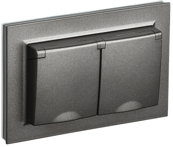 Розетка двойная с крышкой 16А IP44 BRITE IEK бронза в сборе во Владивостоке