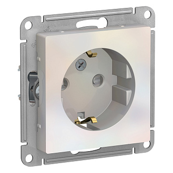 Розетка одинарная AtlasDesign SE с заземлением со шторками жемчуг во Владивостоке