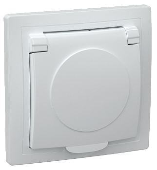 Розетка одинарная КВАРТА IEK c заземлением с крышкой белая во Владивостоке