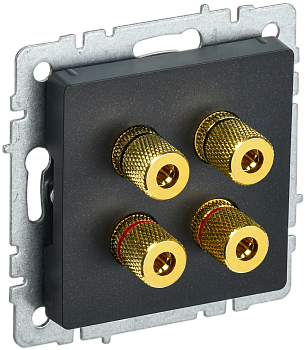 Аудиорозетка четырехместная BRITE IEK черная  – купить розетки, рамки, выключатели оптом и в розницу  Аудиорозетка четырехместная BRITE IEK черная во Владивостоке