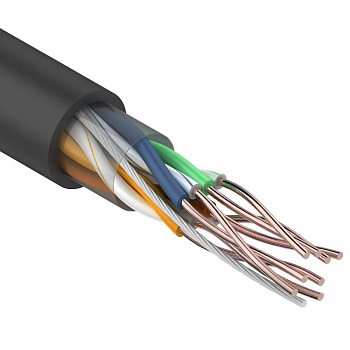 Кабель связи витая пара внешний НЕ экранированный UTP 4PR 24AWG, CAT5e, черный, бухта 305м REXANT (OUTDOOR)  – купить кабель и провод оптом и в розницу  Кабель связи витая пара внешний НЕ экранированный UTP 4PR 24AWG, CAT5e, черный, бухта 305м REXANT (OUTDOOR) во Владивостоке