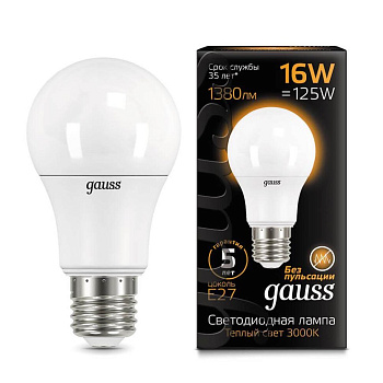 Лампа светодиодная LED-A60 16Вт E27 3000K 1380Лм Black GAUSS во Владивостоке