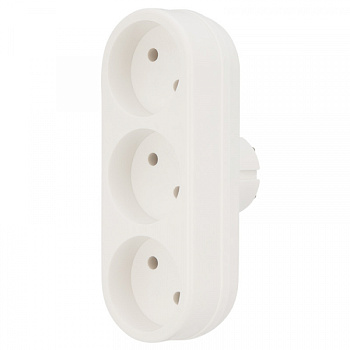 Тройник электрический линейный 6-10 А без заземления белый REXANT во Владивостоке