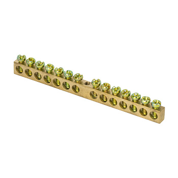 Шина PEN "ноль-земля" (6х9мм) 14 отверстий латунь крепеж по центру EKF PROxima во Владивостоке