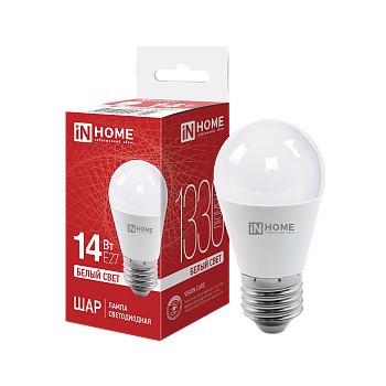 Лампа светодиодная LED-ШАР-VC 14Вт 230В E27 4000K 1330Лм IN HOME  – купить лампы всех видов оптом и в розницу  Лампа светодиодная LED-ШАР-VC 14Вт 230В E27 4000K 1330Лм IN HOME во Владивостоке