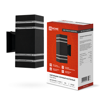 Светильник уличный настенный двусторонний НБУ POLO-S-2xGX53-BL алюминиевый черный IP54 IN HOME во Владивостоке