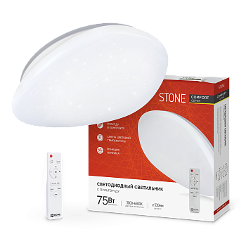 Светильник светодиодный COMFORT STONE 75Вт 230В 3000-6500K 6000Лм 530x105мм с пультом ДУ IN HOME  – купить кабель и провод оптом и в розницу  Светильник светодиодный COMFORT STONE 75Вт 230В 3000-6500K 6000Лм 530x105мм с пультом ДУ IN HOME в Владивостоке