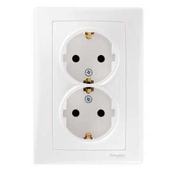 Розетка двойная SEDNA Schneider Electric с заземлением белая во Владивостоке