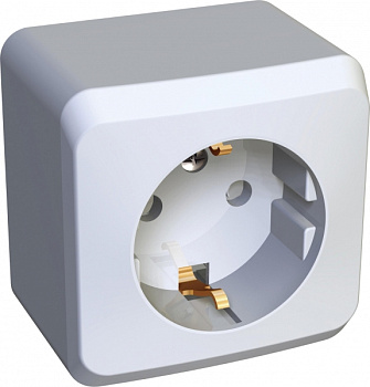 Розетка одинарная ЭТЮД SE накладная со шторками с заземлением белая во Владивостоке